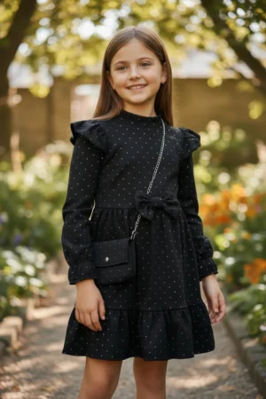 9 crn fustan so tasnice Црн фустан со точки